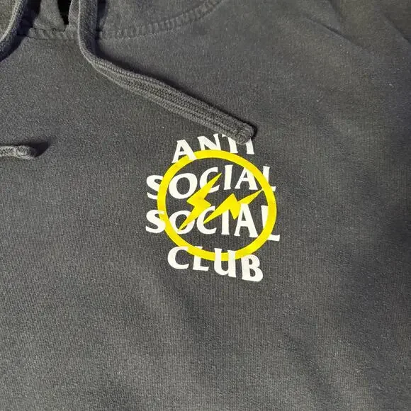 Anti Social Social Club x Fragment Yellow Bolt Hoodie (ASSW532) Men's Sz L - Picture 4 of 5